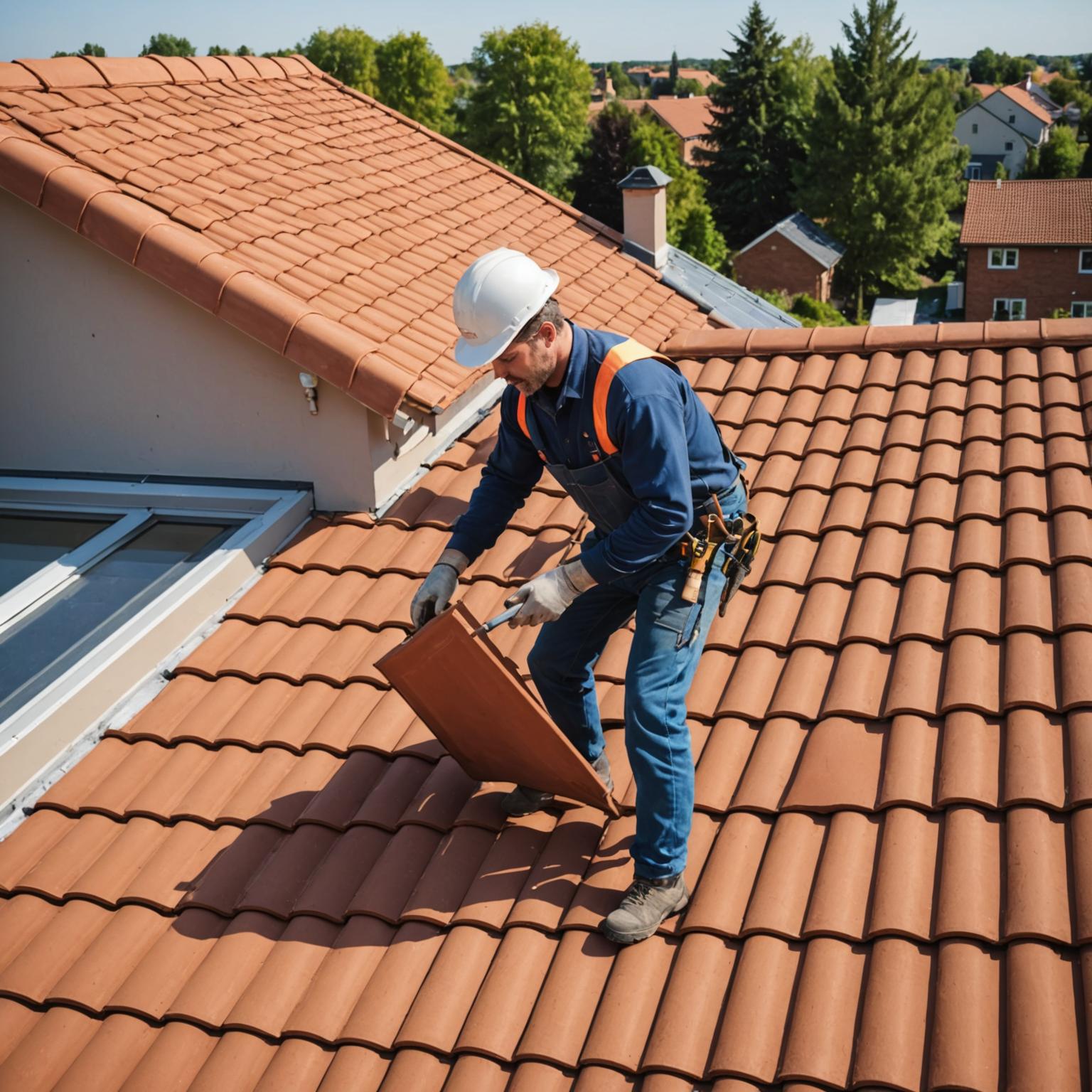 Roof tile installation work